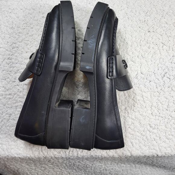 COACH black leather Leah loafers  lug sole and a C logo accent womens size 10 - Picture 4 of 7